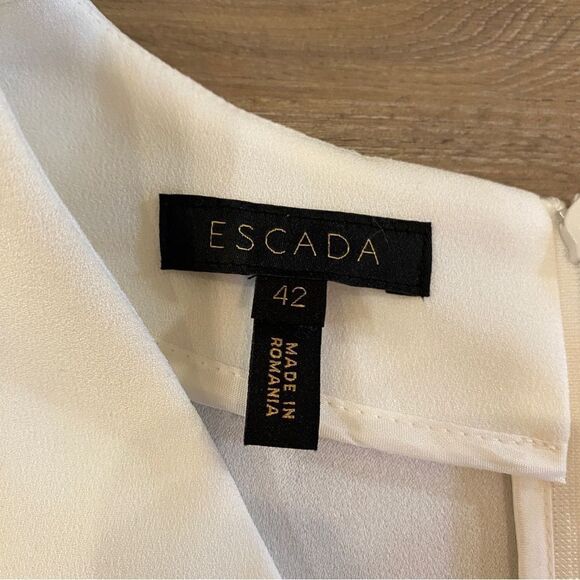 NEW ESCADA SHIFT V-NECK MIDI DRESS OFF WHITE SZ42=L - Picture 5 of 15